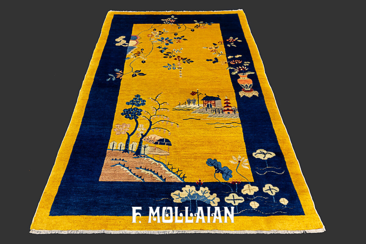 Yellowish Decorative Antique Chinese Peking Rugs n°:791696